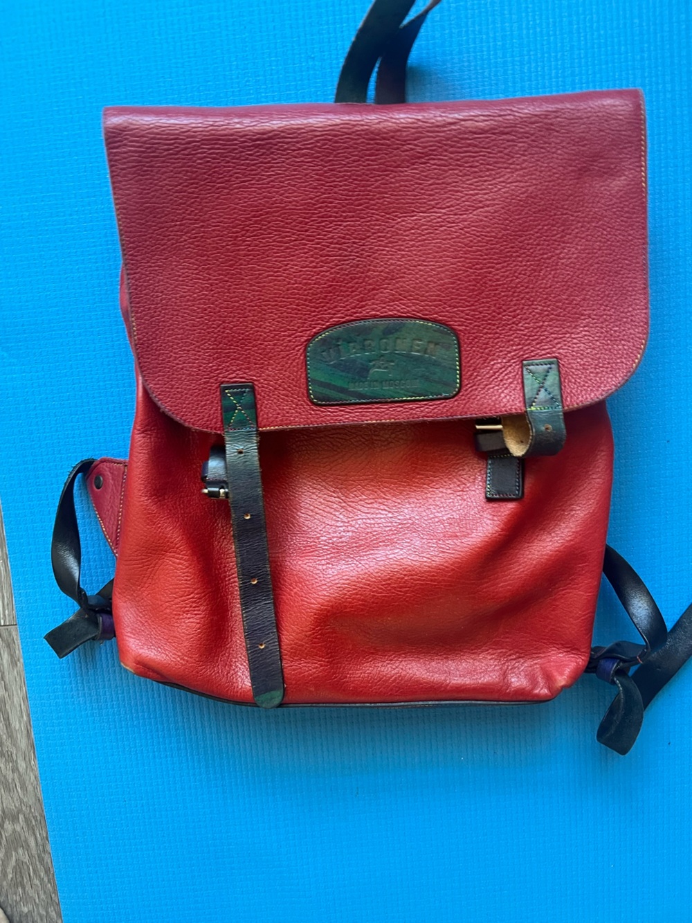 Red Leather Backpack Rucksack (handmade)